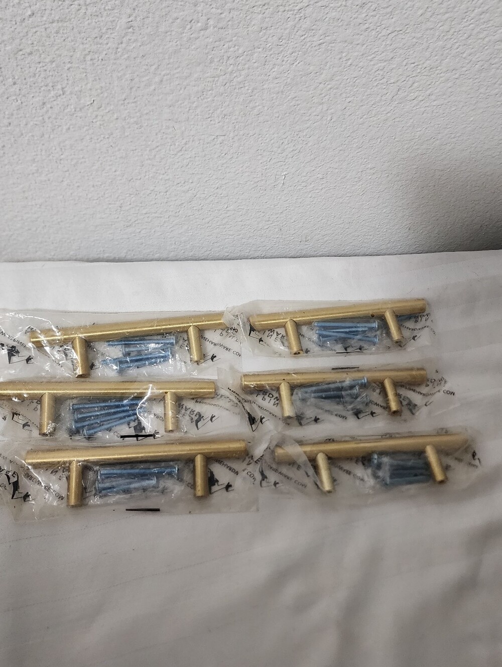 Brushed Gold T-Bar Cabinet Pulls - Set of 6